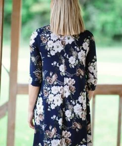 SOL RHR Navy Multicolor Floral Print Dress Dresses