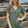 Zenana Olive Swiss Dot V-Neck Short Sleeve Top Tops