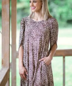 SOL RHR Beige And Mocha Animal Print Dress Dresses