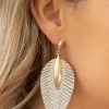 Essence NY INC Silver Faux Leather Leaf Earring Accessories