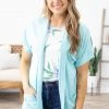 Cielo Aqua Lightweight Short Sleeve Cardigan Tops