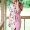 Beeson River Blush And Cream Floral Twisted Waist Dress