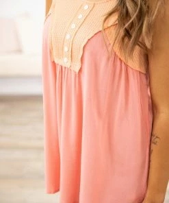 Hailey And Co Coral And Peach Tank With Button Detail Tops 9 Hailey And Co Coral And Peach Tank With Button Detail Tops