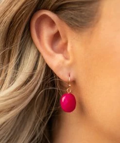 Essence NY INC Fuchsia Natural Stone Hook Earring Accessories