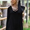 Hailey And Co Black Cold Shoulder Criss-Cross Front Top Tops 1 Hailey And Co Black Cold Shoulder Criss-Cross Front Top Tops