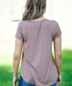 Chris & Carol Tan Rib Knit V-Neck Top Tops 7 Chris & Carol Tan Rib Knit V-Neck Top Tops