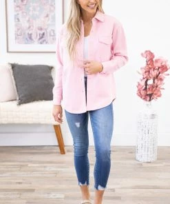 REFLEX Outerwear Pink Fleece Shacket With Pockets