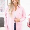 REFLEX Outerwear Pink Fleece Shacket With Pockets