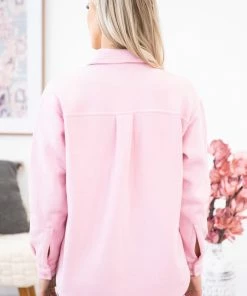 REFLEX Outerwear Pink Fleece Shacket With Pockets