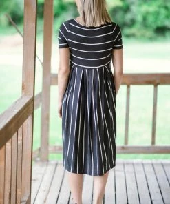 Hailey And Co Charcoal And White Stripe Midi Dress Dresses 7 Hailey And Co Charcoal And White Stripe Midi Dress Dresses