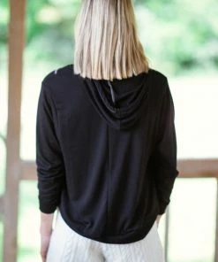 Sew In Love Black And White Contrast Stitch Hooded Top Tops 7 Sew In Love Black And White Contrast Stitch Hooded Top Tops