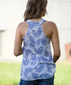 Haptics White And Cornflower Paisley Print Tank 7 Haptics White And Cornflower Paisley Print Tank