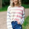 Perfect Peach White Multicolor Colorblock Stripe Top