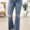 Cello Jeans Cello Medium Wash Uneven Hem Flare Jeans Bottoms