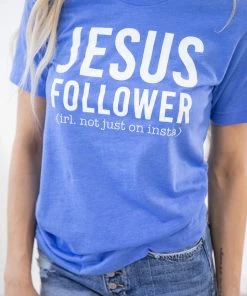 Qualified Apparel Blue Heathered Jesus Follower Graphic Tee