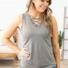 Hailey Apparel Sage Criss-Cross Front Tank Tops