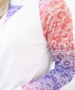 Hailey And Co LONG SLEEVES White Burnout Ombre Sleeve Top