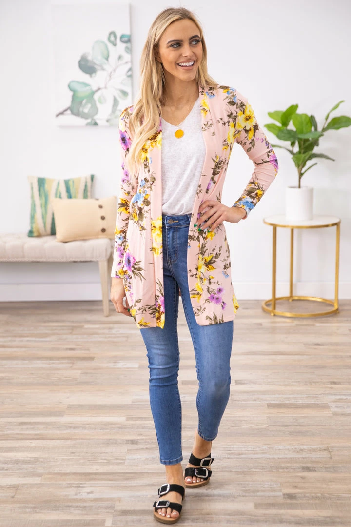 New Moa Collection Blush And Yellow Floral Print Cardigan 7 New Moa Collection Blush And Yellow Floral Print Cardigan