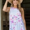 Heimish Tops Periwinkle And Pink Floral Print Tank 2 Heimish Tops Periwinkle And Pink Floral Print Tank