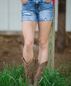 Zenana Bottoms Medium Acid Wash Shorts With Side Slit