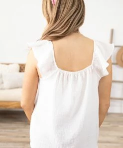 2 Hearts Inc White Textured Square Neck Tank Tops 8 2 Hearts Inc White Textured Square Neck Tank Tops