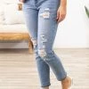 Hammer Collection Bottoms Light Wash Convertible Cuff Mom Jeans