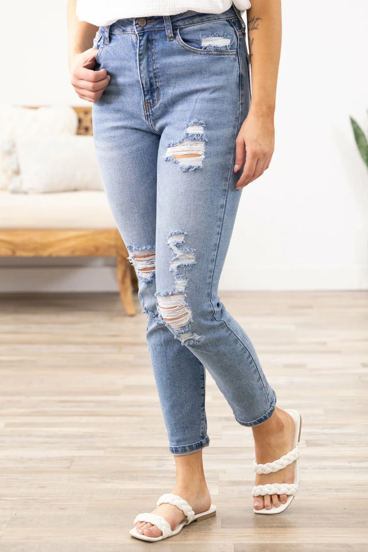 Hammer Collection Bottoms Light Wash Convertible Cuff Mom Jeans 3 Hammer Collection Bottoms Light Wash Convertible Cuff Mom Jeans