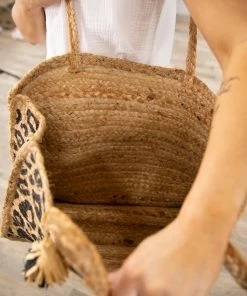 Magid Handbags Accessories Tan And Black Animal Print Straw Tote Bag