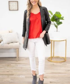 Have Fashion JACKETS Black Faux Leather Blazer