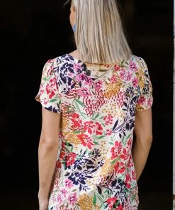 Les Amis Tops Ivory And Rust Floral Print Top