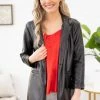 Have Fashion JACKETS Black Faux Leather Blazer