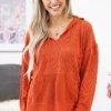 BIBI Rust Lace Hooded Top With Kangaroo Pocket 1 BIBI Rust Lace Hooded Top With Kangaroo Pocket