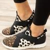Jellypop Shoes Black And Tan Animal Print Knit Sneakers