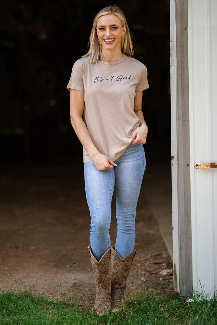 Tres Bien Tops Mocha It's All Good Graphic Tee 4 Tres Bien Tops Mocha It's All Good Graphic Tee