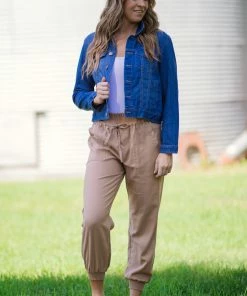 Love Tree Tan Smocked Waist Jogger Pant Bottoms