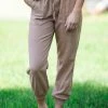 Love Tree Tan Smocked Waist Jogger Pant Bottoms