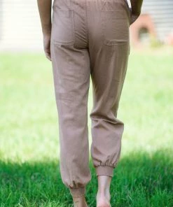 Love Tree Tan Smocked Waist Jogger Pant Bottoms