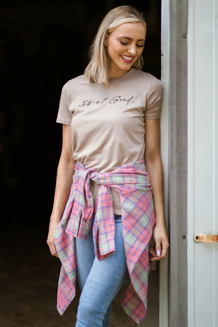 Timing Tops Pink Plaid Button Up Top 4 Timing Tops Pink Plaid Button Up Top