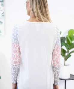 BIBI Off White Multicolor Paisley Print Sleeve Top
