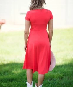 Chris & Carol Dresses Red Surplice Front Wrap Dress