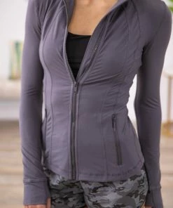 Rae Mode Graphite Full Zip Jacket With Thumbholes Outerwear