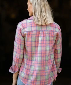 Timing Tops Pink Plaid Button Up Top 9 Timing Tops Pink Plaid Button Up Top