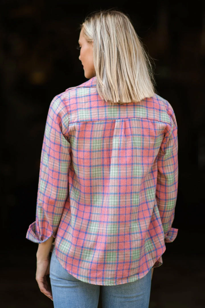 Timing Tops Pink Plaid Button Up Top 6 Timing Tops Pink Plaid Button Up Top