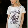 BIBI Tan Distressed American Cowboy Graphic Tee
