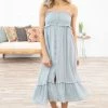 Be Cool Dresses Slate Blue Smocked Bodice Maxi Dress 2 Be Cool Dresses Slate Blue Smocked Bodice Maxi Dress
