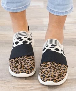 Jellypop Shoes Black Colorblock Animal Print Knit Sneaker