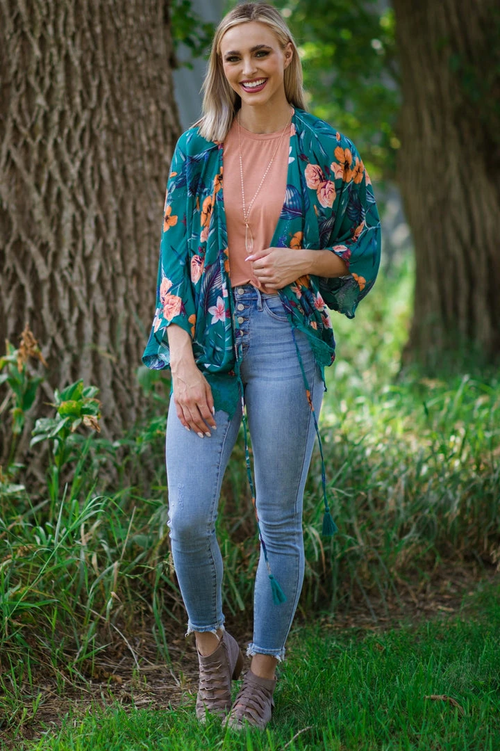 ODDI Jade Multicolor Floral Print Kimono 4 ODDI Jade Multicolor Floral Print Kimono