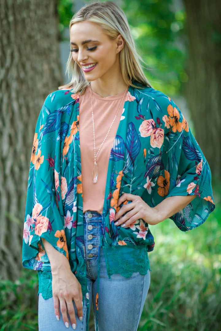ODDI Jade Multicolor Floral Print Kimono 3 ODDI Jade Multicolor Floral Print Kimono