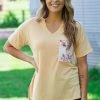 Hopely Yellow V-Neck Top With Floral Contrast