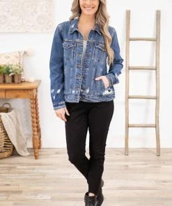 Cello Dark Wash Distressed Denim Jacket 9 Cello Dark Wash Distressed Denim Jacket